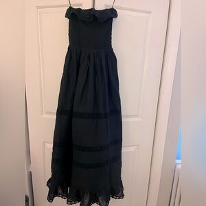 Petite Abercrombie Strapless Eyelet Maxi Dress - Black